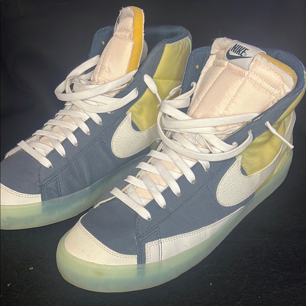 Nike Blue and Yellow High-Top Sneakers Retro Style blazers